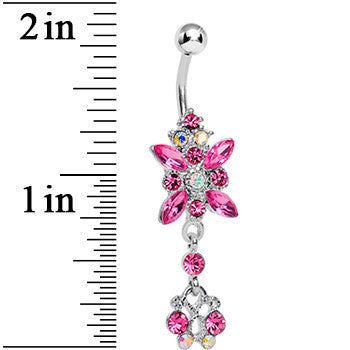 Pink Gem Dazzling Dangle Chandelier Belly Ring