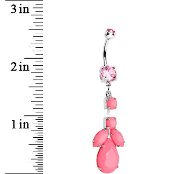 Pink Gem Neon Leaf Vine Dangle Belly Ring