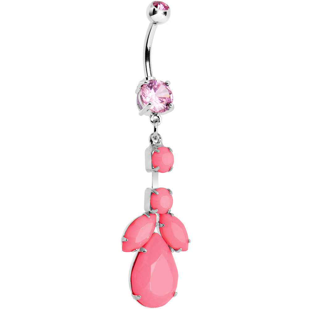 Pink Gem Neon Leaf Vine Dangle Belly Ring