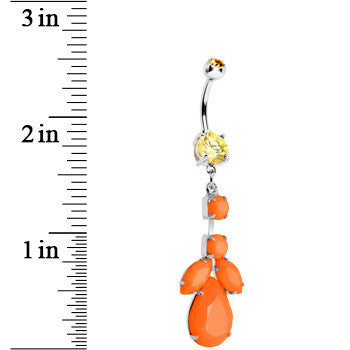 Orange Gem Neon Leaf Vine Dangle Belly Ring