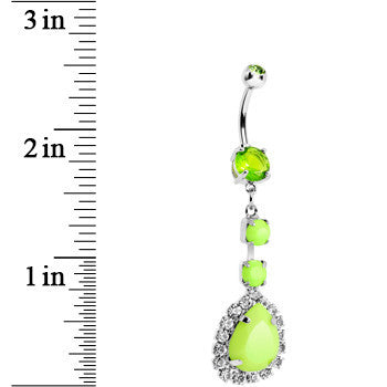 Light Green Neon Gem Teardrop Dangle Belly Ring