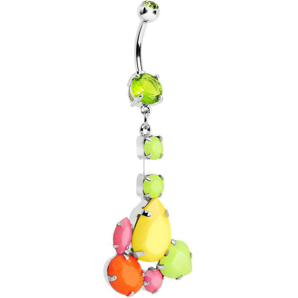 Green Yellow Orange Pink Gem Neon Jumble Dangle Belly Ring