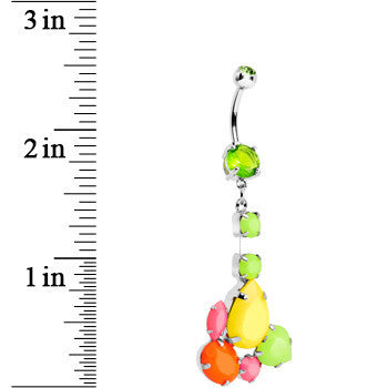 Green Yellow Orange Pink Gem Neon Jumble Dangle Belly Ring