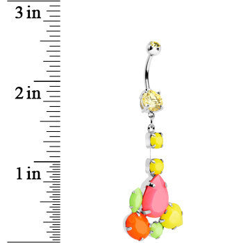 Yellow Gem Neon Jumble Dangle Belly Ring