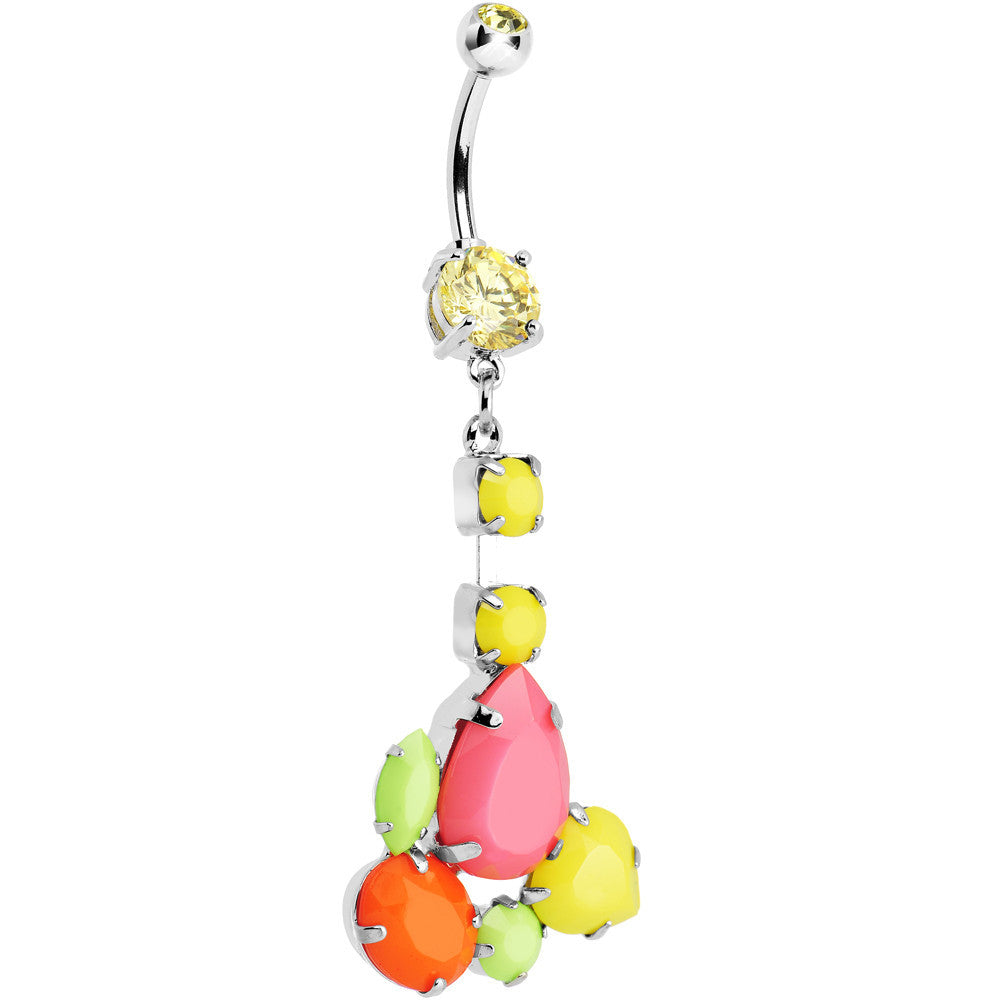 Yellow Gem Neon Jumble Dangle Belly Ring