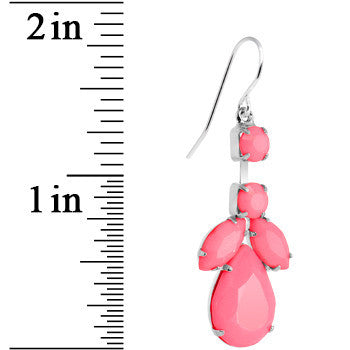 Faux Pink Stone Neon Leaf Vine Dangle Earrings