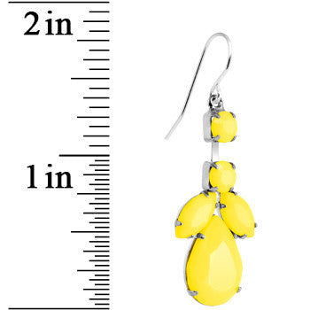 Faux Yellow Stone Neon Leaf Vine Dangle Earrings