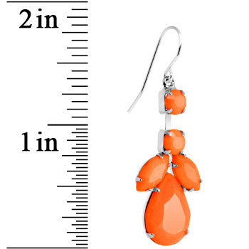 Faux Orange Stone Neon Leaf Vine Dangle Earrings