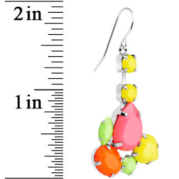 Faux Multi Stone Neon Jumble Dangle Earrings