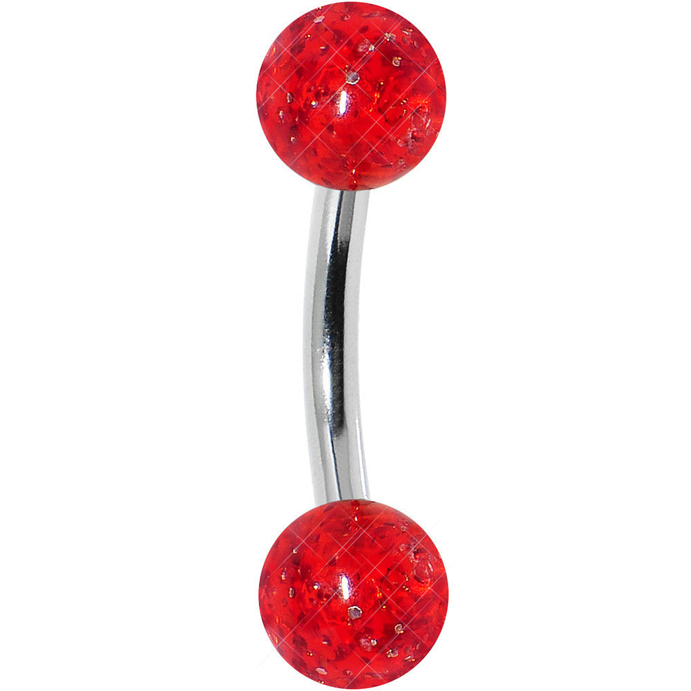 16 Gauge 1/4 Acrylic Red Glitter Rook Curved Barbell