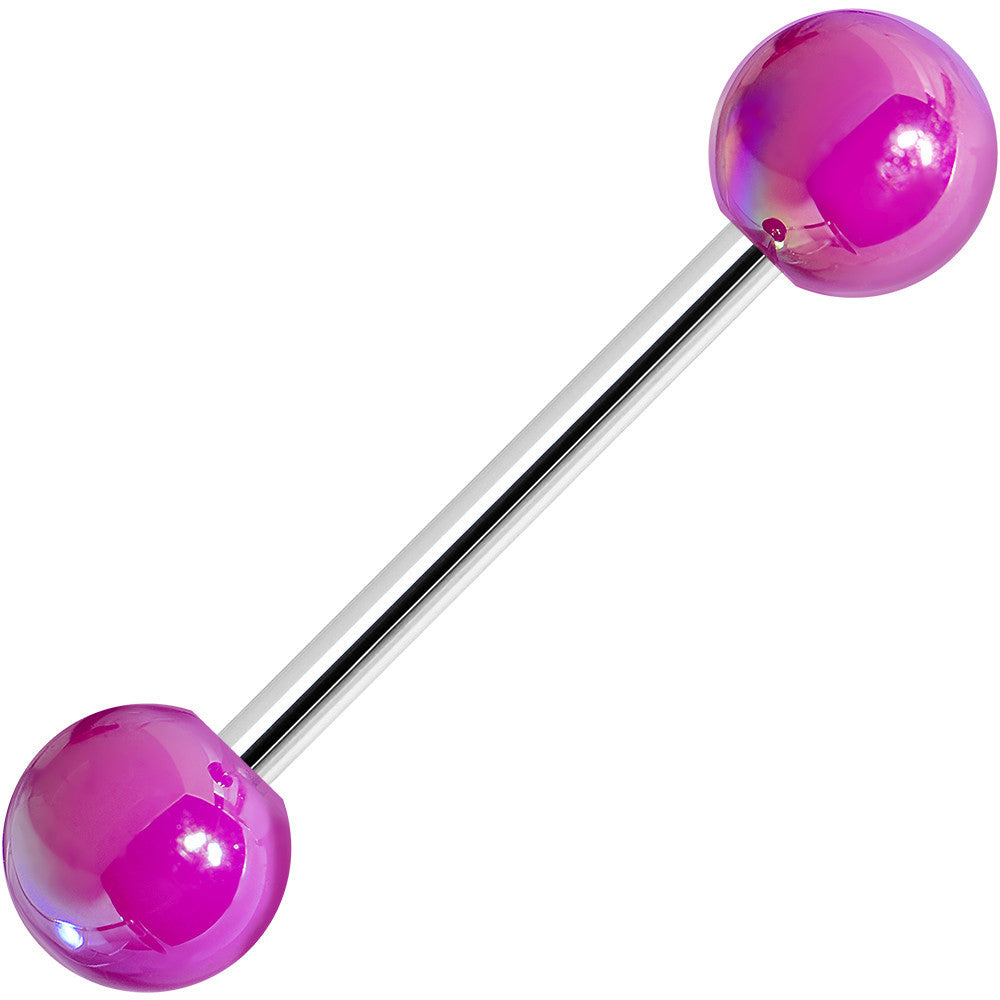 Purple Metallic Acrylic Barbell Tongue Ring