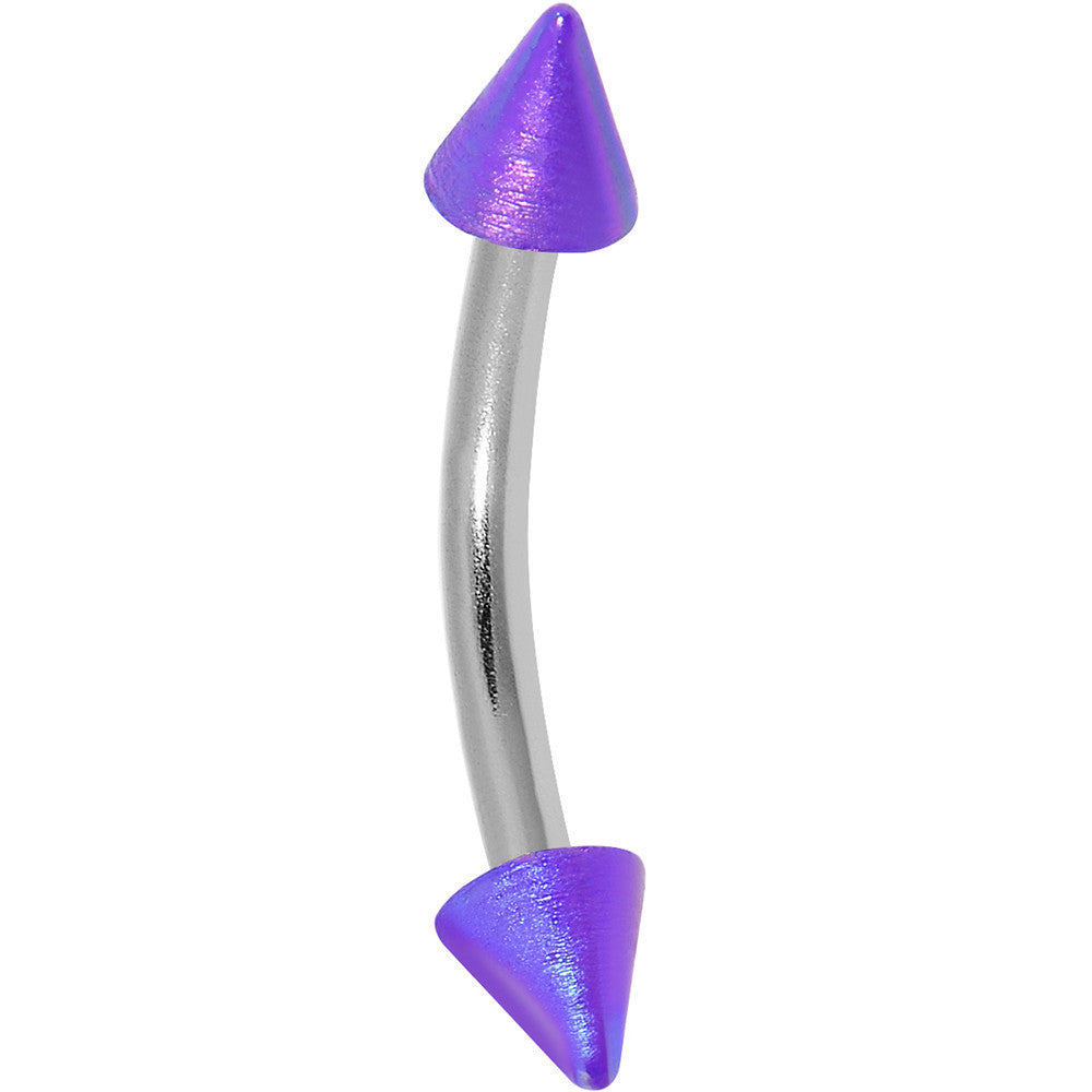 16 Gauge Metallic Acrylic Purple Spike Curved Eyebrow Ring