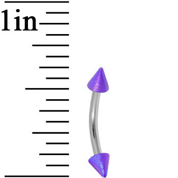 16 Gauge Metallic Acrylic Purple Spike Curved Eyebrow Ring