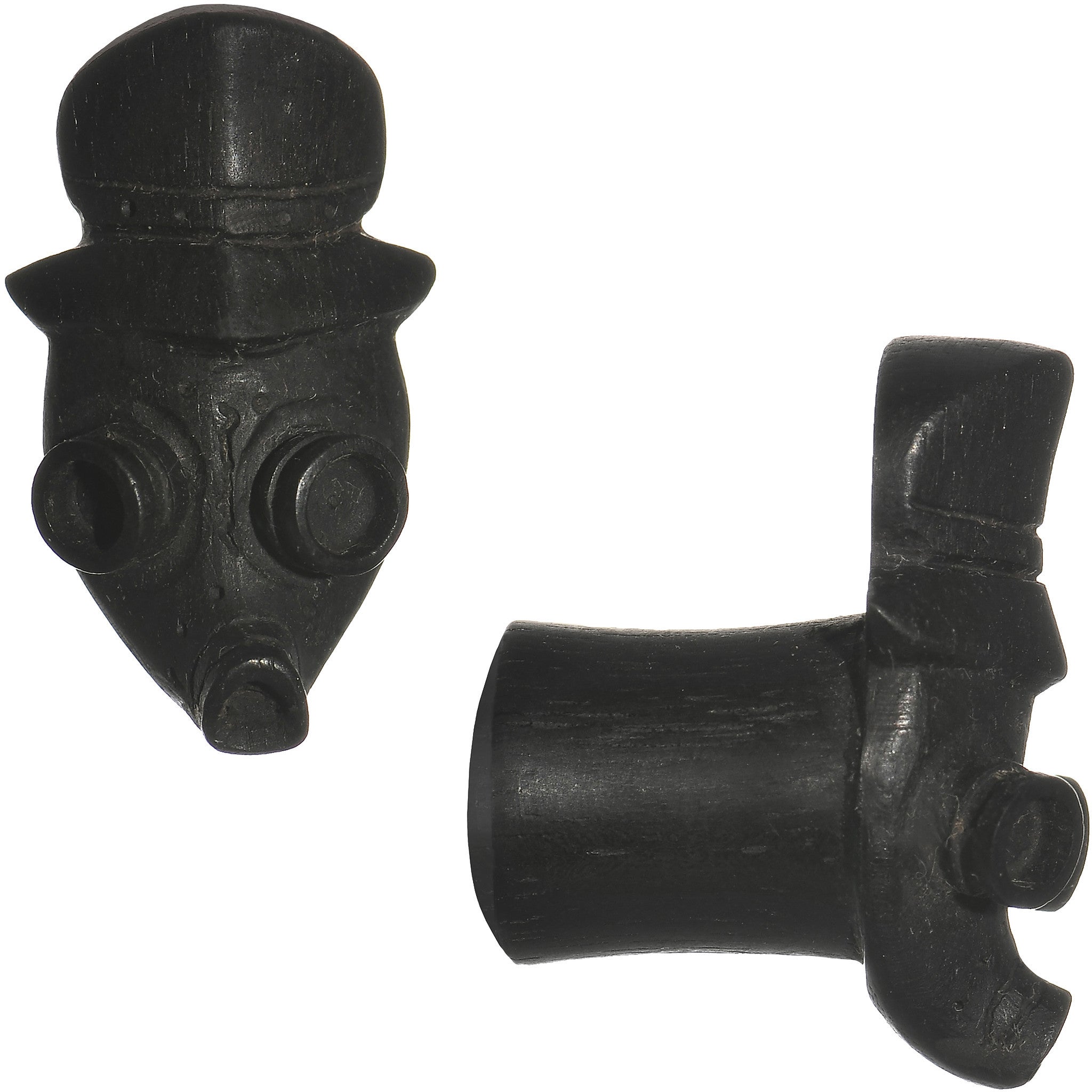 7/16 Organic Arang Wood Gas Mask Hand Carved Plug Set