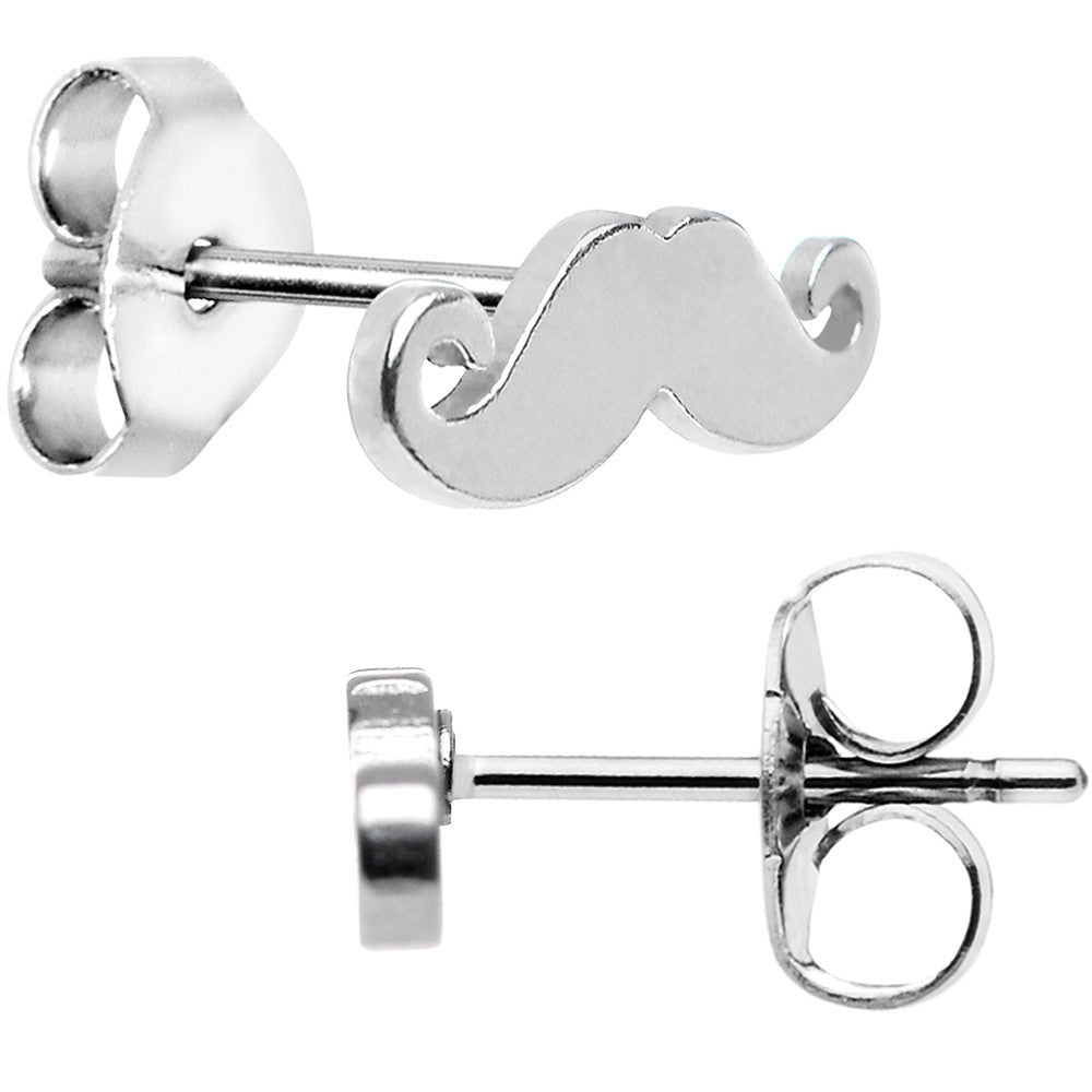 Stainless Steel Handlebar Mustache Stud Earrings