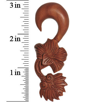 1/2 Organic Sabo Wood Art Nouveau Flower Hanger Plug Set