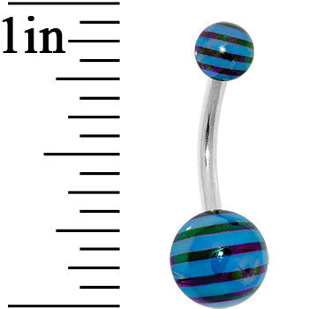 Blue and Black Acrylic Striped Belly Ring