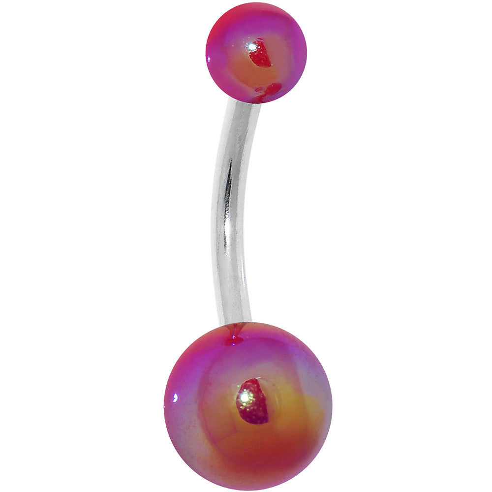 Rainbow Acrylic Metallic Gradient Belly Ring