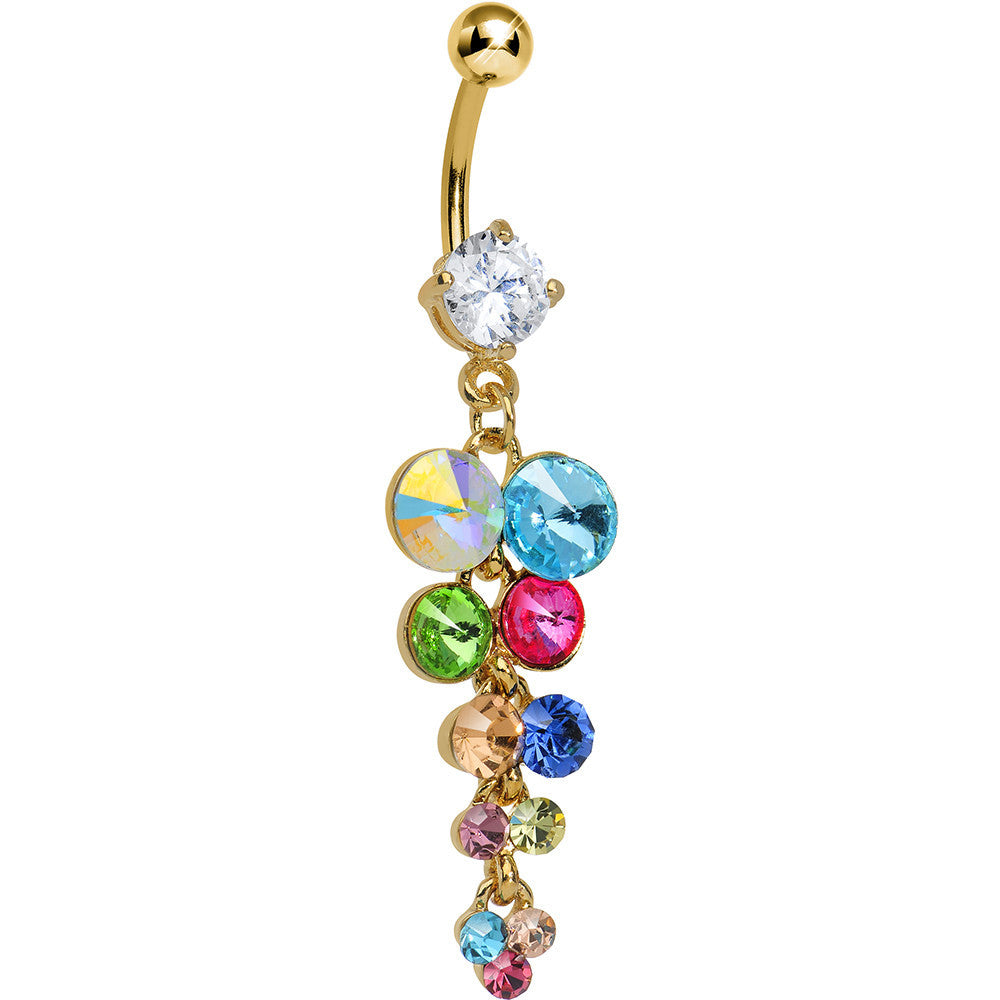 Multi Gem Gold Heavenly Drops Dangle Belly Ring