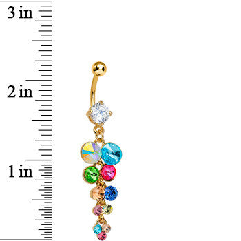 Multi Gem Gold Heavenly Drops Dangle Belly Ring