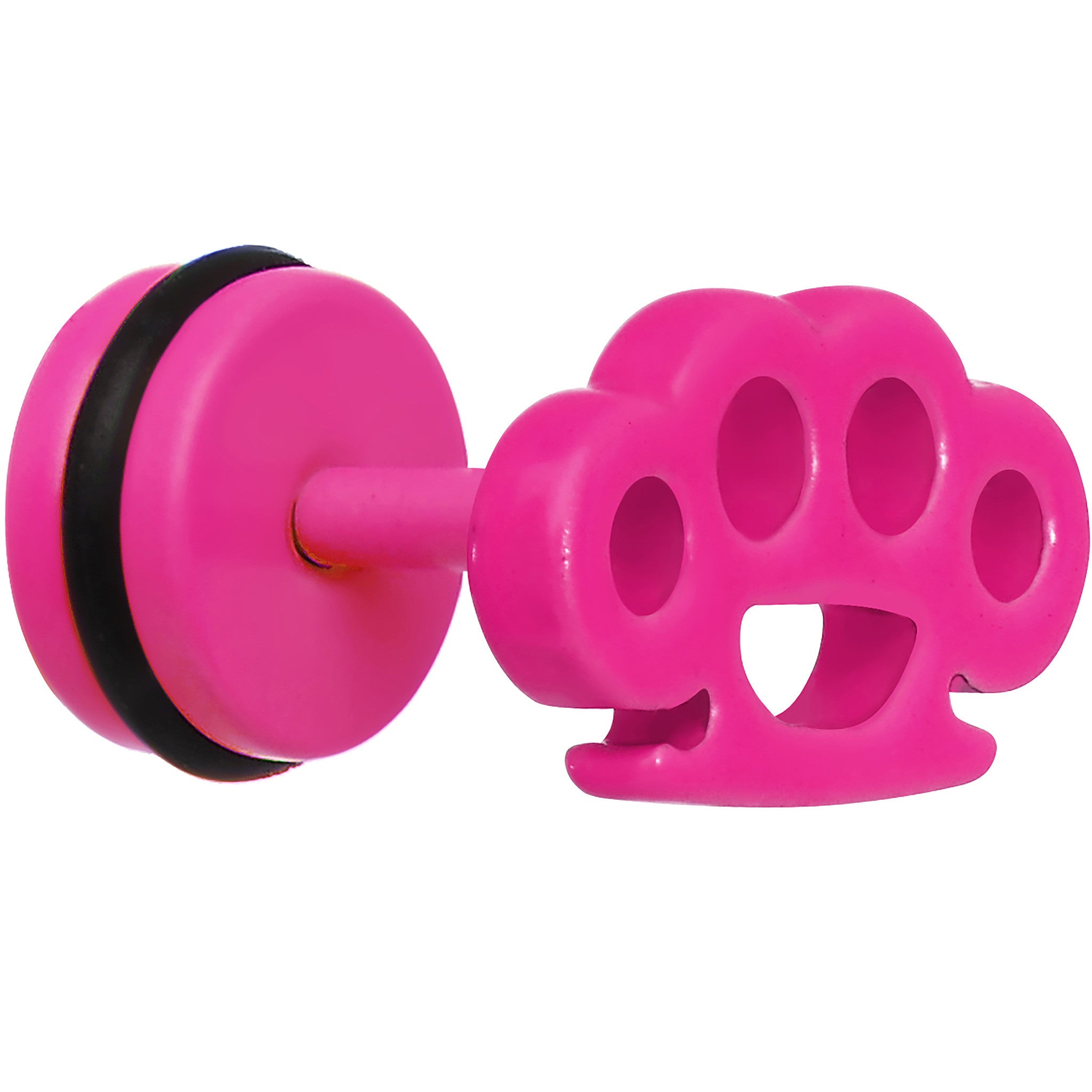 Pink Neon Enamel Brass Knuckles Cheater Plug