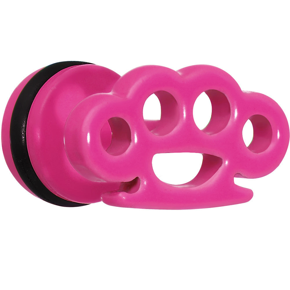 Pink Neon Enamel Brass Knuckles Cheater Plug