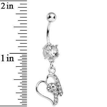 Clear Gem Crystalline Mending Heart Dangle Belly Ring