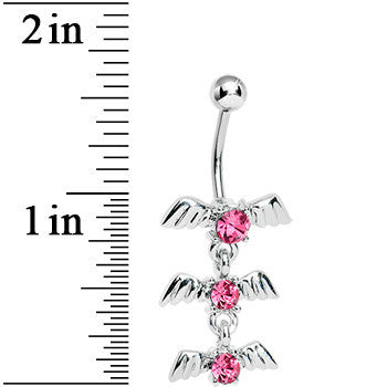 Rose Flower Gem Winged Totem Dangle Belly Ring