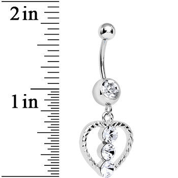 Crystalline Gem Roped Heart Dangle Belly Ring