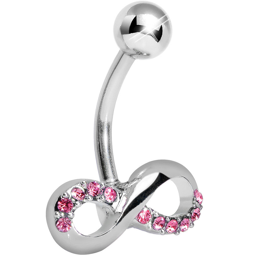 Infinity Symbol Pink Gem Belly Button Ring