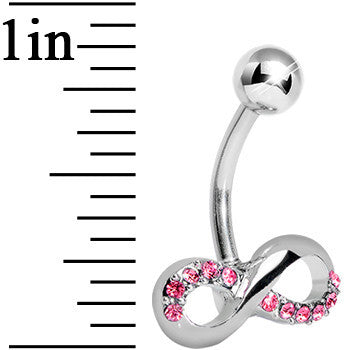 Infinity Symbol Pink Gem Belly Button Ring