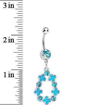 Aqua Gem Hugs and Kisses Dangle Belly Ring