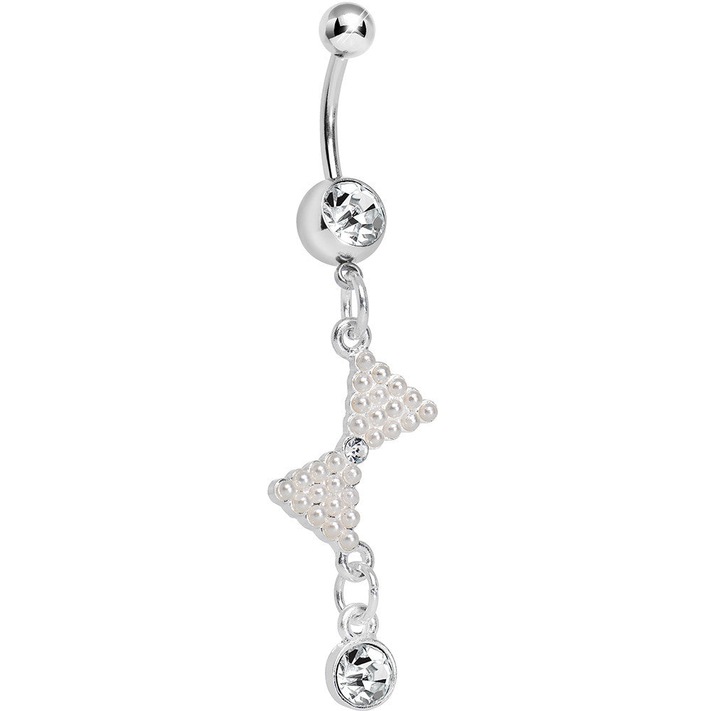 Clear Gem Charming Bowtie Drop Gem Dangle Belly Ring