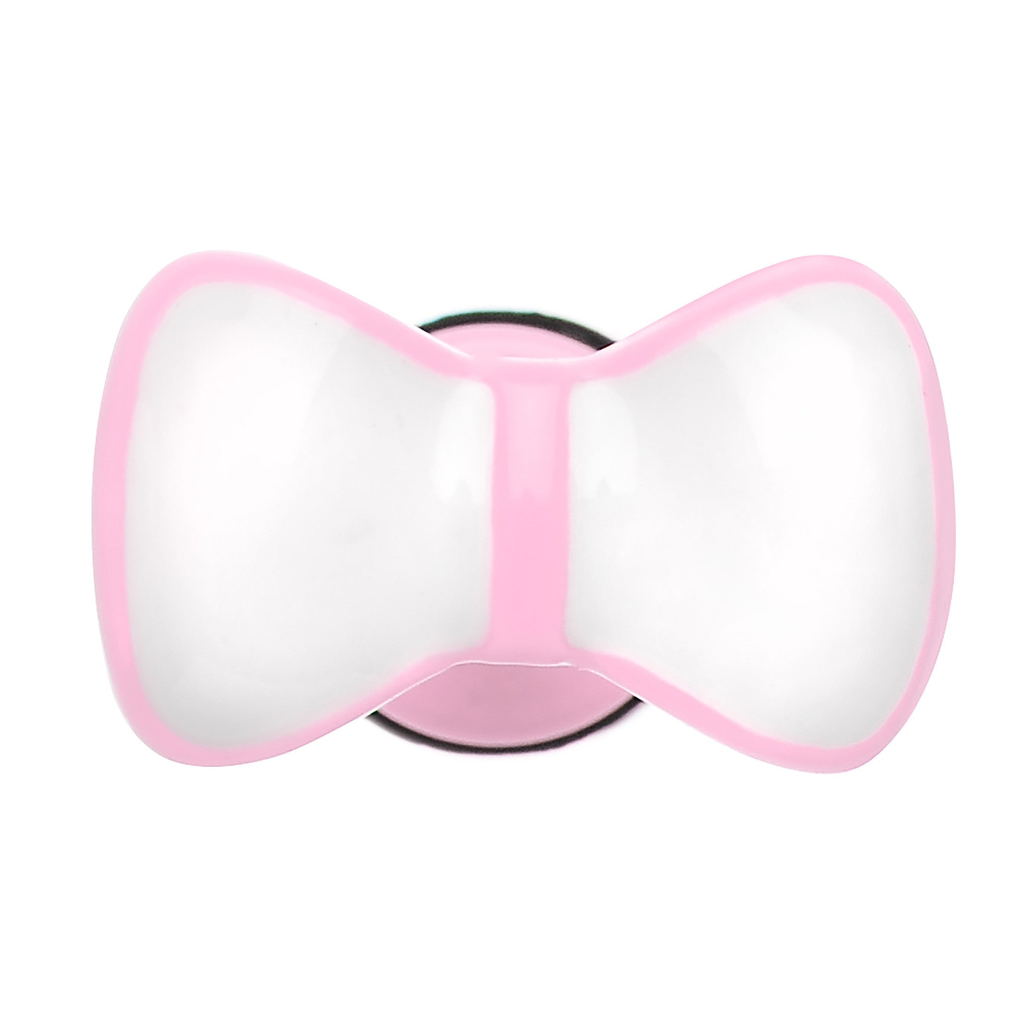 White on Pink Enamel Bow Tie Cheater Plug