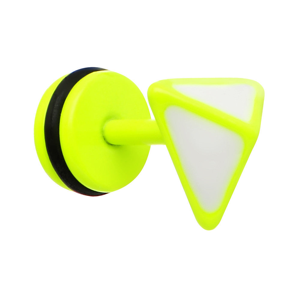 White on Light Green Neon Enamel 3-D Triangle Cheater Plug