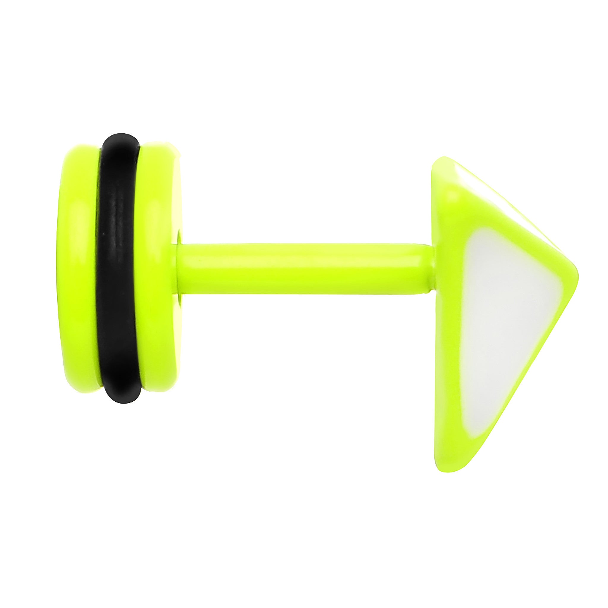 White on Light Green Neon Enamel 3-D Triangle Cheater Plug