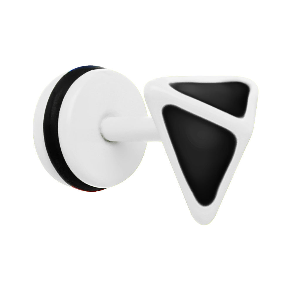 White on Black Enamel 3-D Triangle Cheater Plug