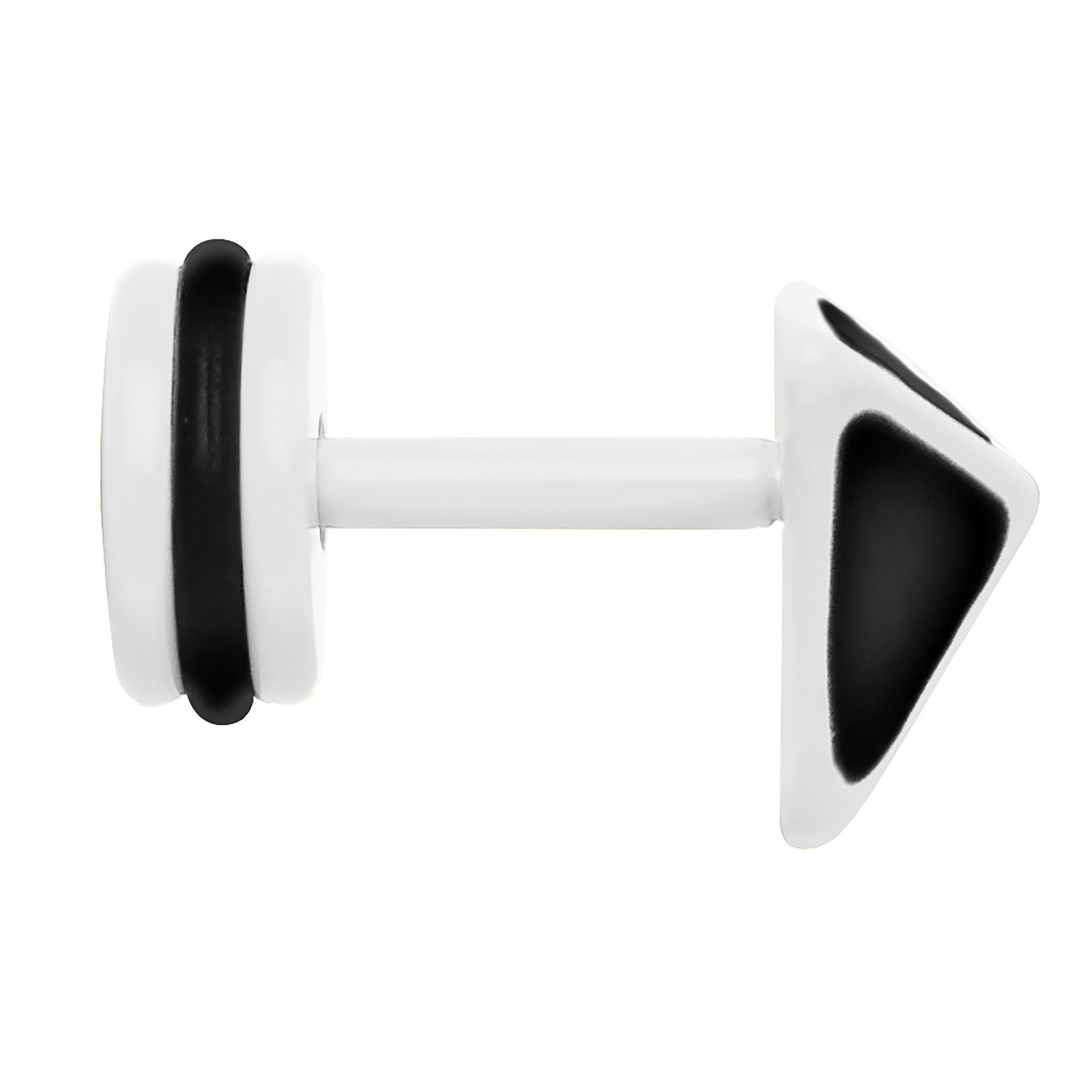 White on Black Enamel 3-D Triangle Cheater Plug