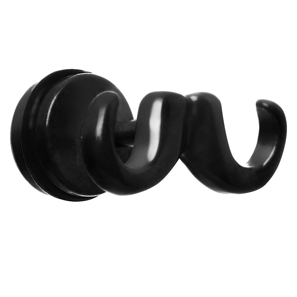 Black Enamel Old Fashioned Mustache Cheater Plug