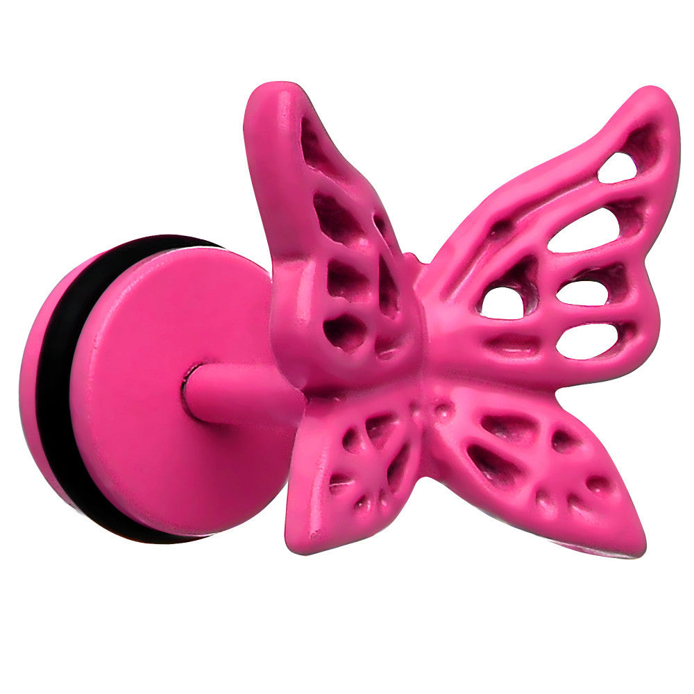 Pink Neon Enamel Floating Butterfly Cheater Plug