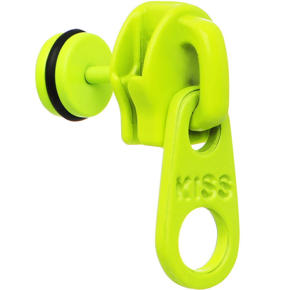 Light Green Neon Enamel Kiss Zipper Cheater Plug