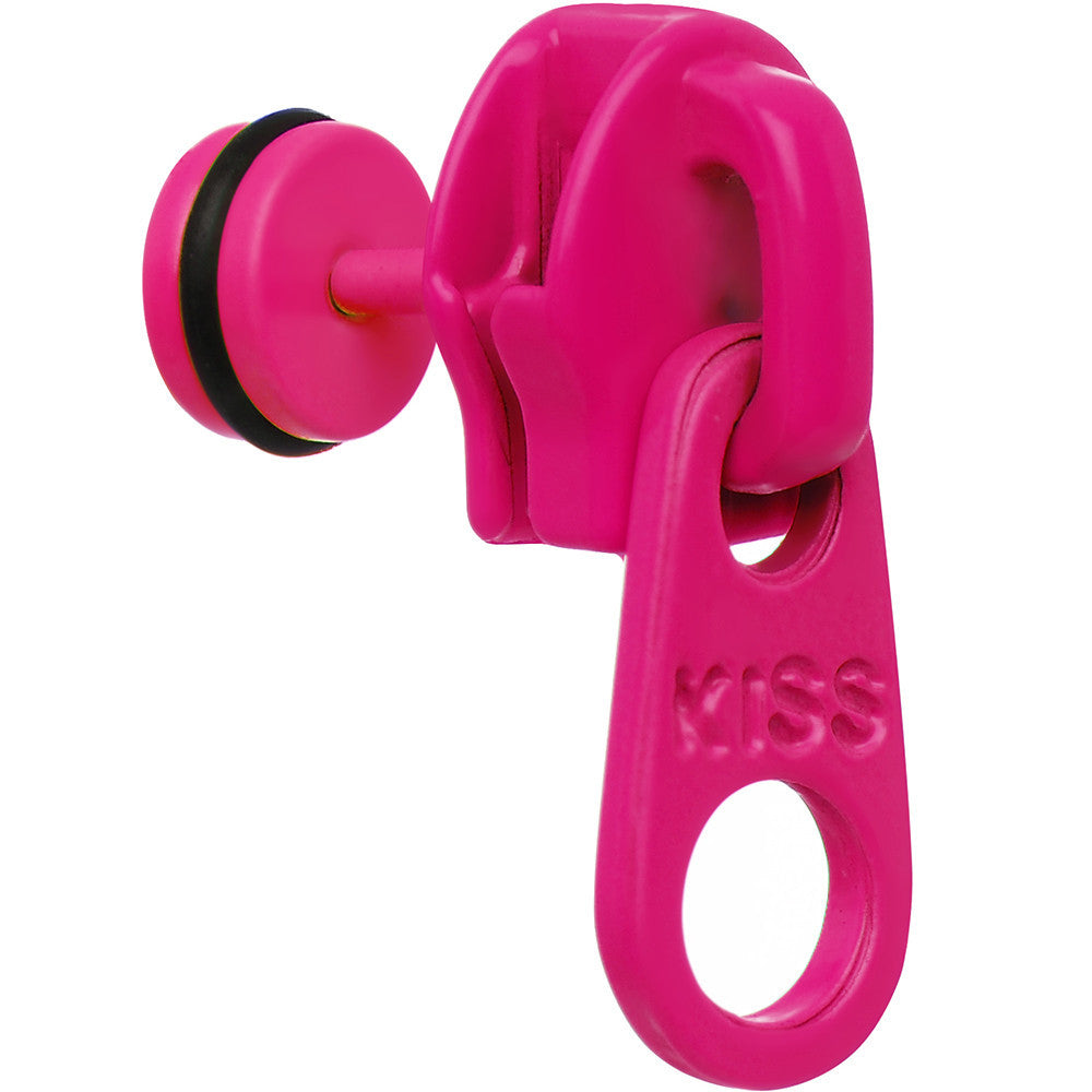 Pink Neon Enamel Kiss Zipper Cheater Plug