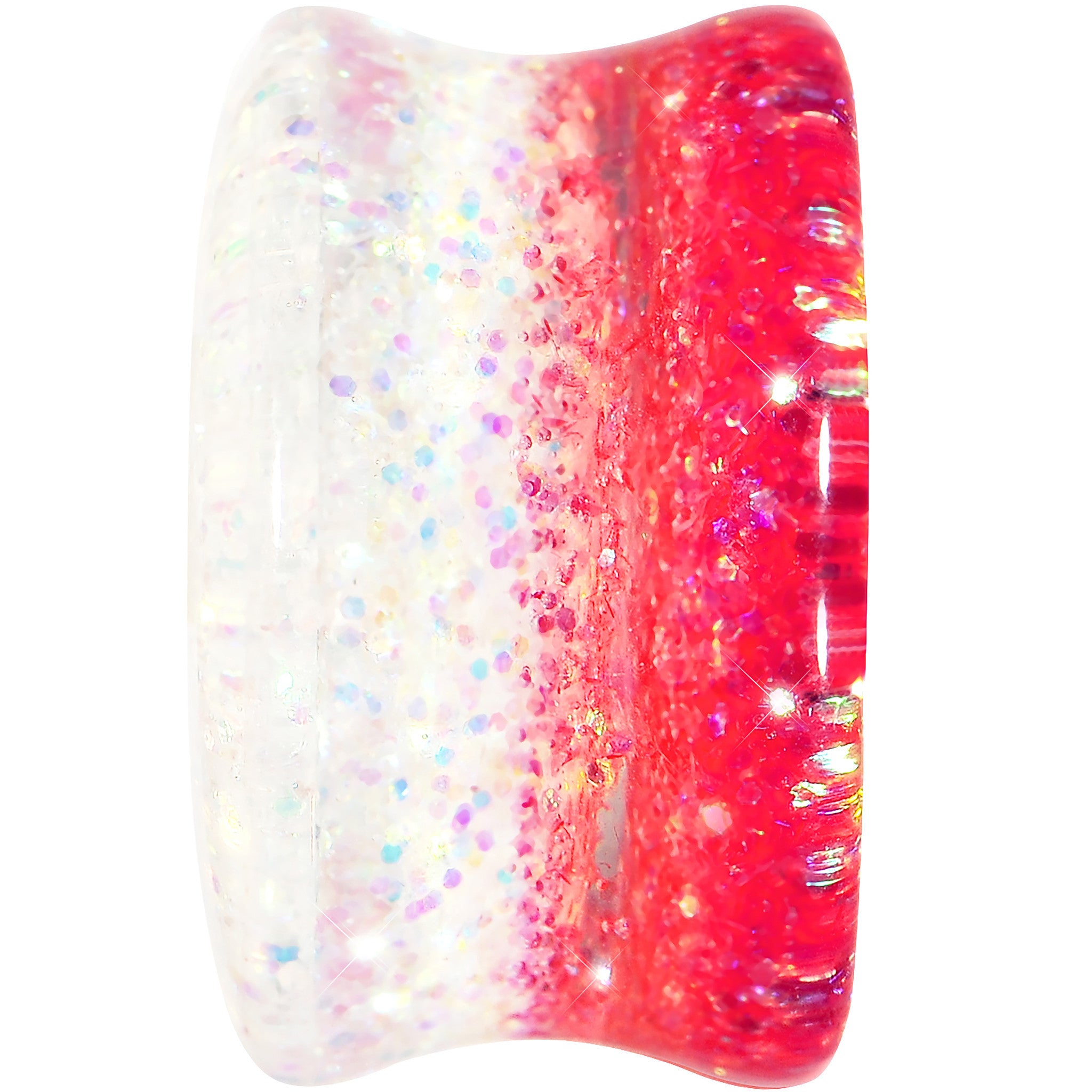 7/8 Pink Gold White Acrylic Glitter Party Saddle Plug