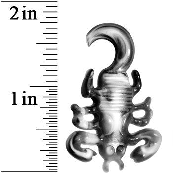 2 Gauge Black White Acrylic Scorpion Hanger Plug