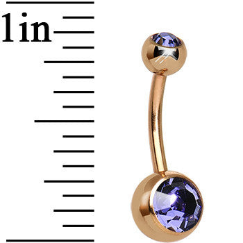 Tanzanite Purple CZ Rose Gold Plated Belly Ring