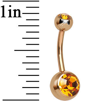 Topaz Yellow CZ Rose Gold Plated Belly Ring