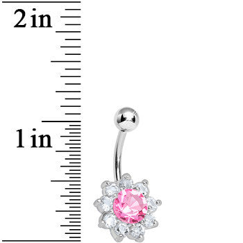 Pink and Crystalline Royal Gem Flower Belly Ring