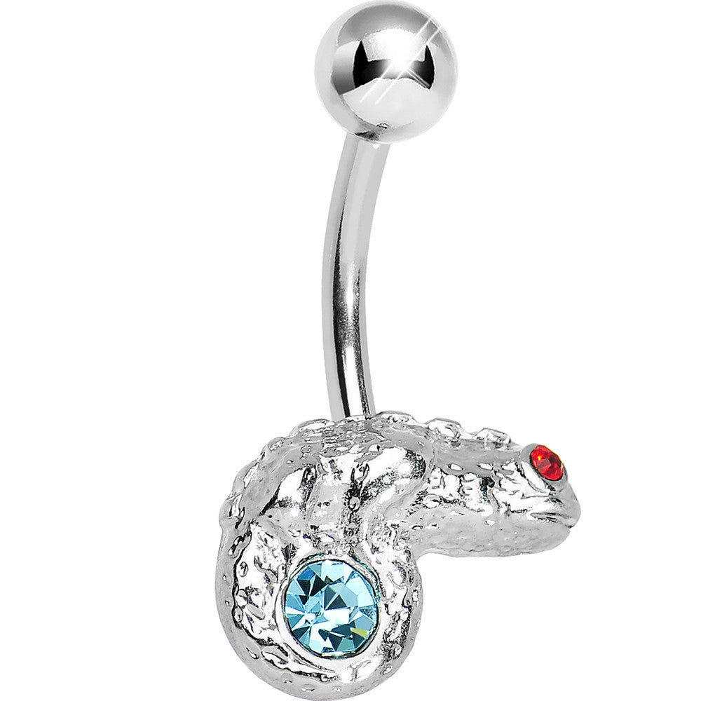 Aqua Gem Lay Low Lizard Belly Ring