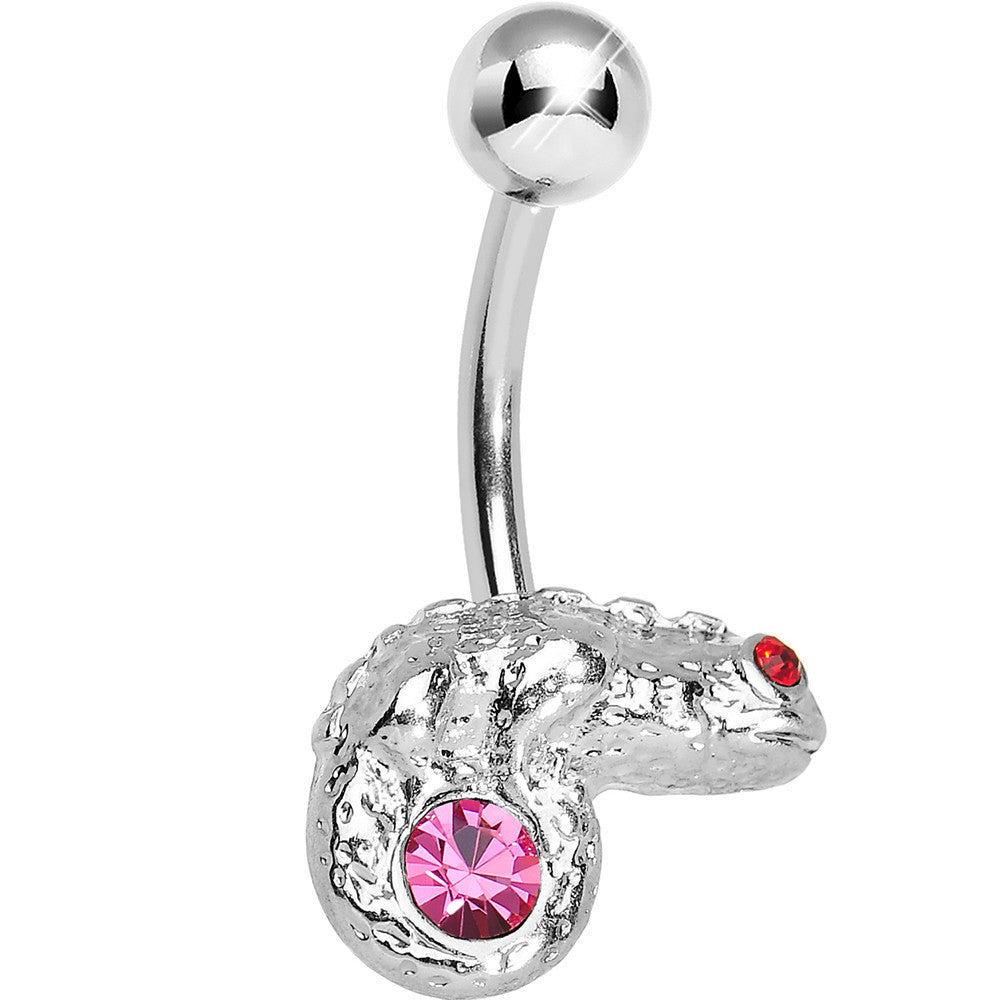 Pink Gem Lay Low Lizard Belly Ring