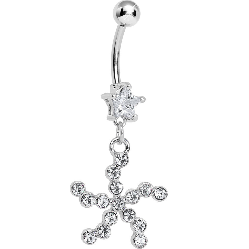 Clear Star Gem Clear Starfish Dangle Belly Ring